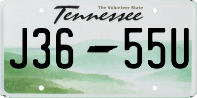 TN license plate J3655U