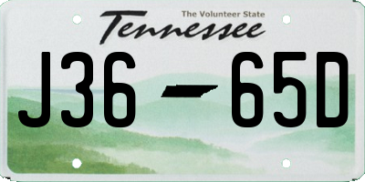 TN license plate J3665D