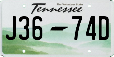 TN license plate J3674D