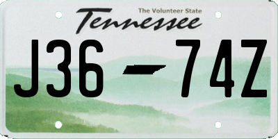 TN license plate J3674Z