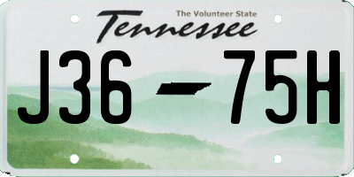 TN license plate J3675H