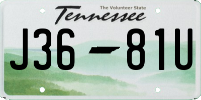 TN license plate J3681U