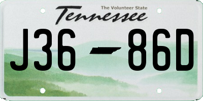 TN license plate J3686D