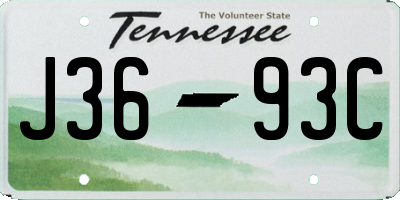 TN license plate J3693C