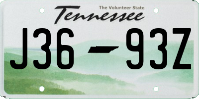 TN license plate J3693Z