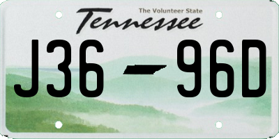 TN license plate J3696D