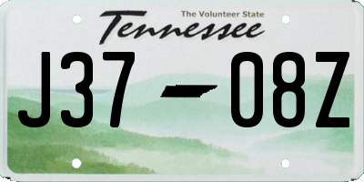 TN license plate J3708Z