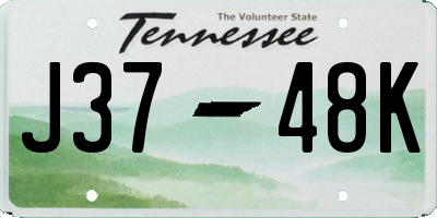 TN license plate J3748K