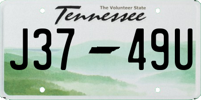 TN license plate J3749U