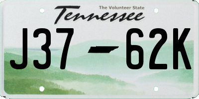TN license plate J3762K
