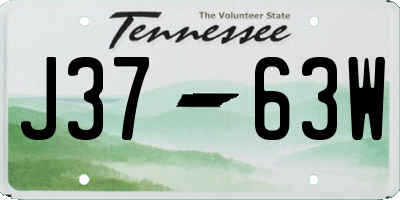 TN license plate J3763W