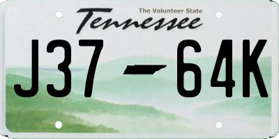 TN license plate J3764K