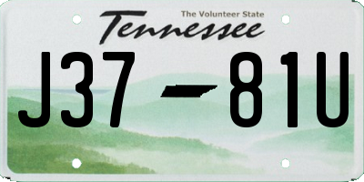 TN license plate J3781U