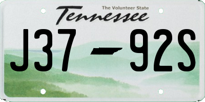 TN license plate J3792S