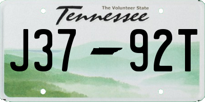 TN license plate J3792T