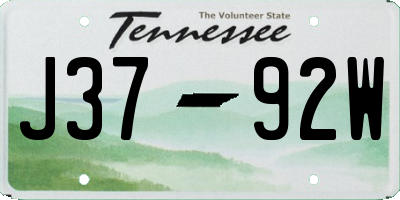 TN license plate J3792W