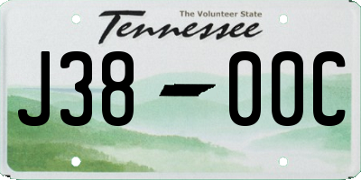 TN license plate J3800C