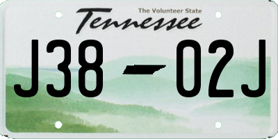 TN license plate J3802J