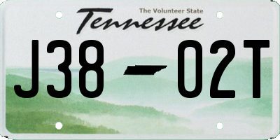 TN license plate J3802T