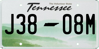 TN license plate J3808M