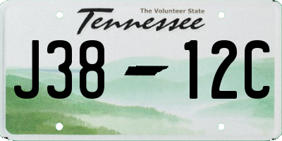 TN license plate J3812C