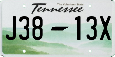 TN license plate J3813X