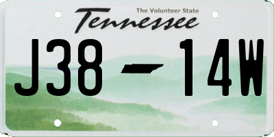 TN license plate J3814W