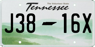 TN license plate J3816X