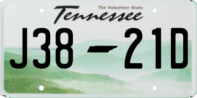TN license plate J3821D