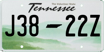 TN license plate J3822Z