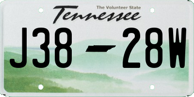TN license plate J3828W