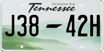 TN license plate J3842H