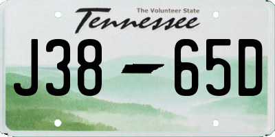 TN license plate J3865D