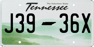 TN license plate J3936X