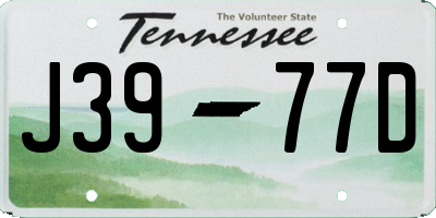TN license plate J3977D
