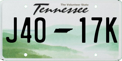 TN license plate J4017K