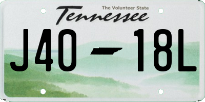 TN license plate J4018L