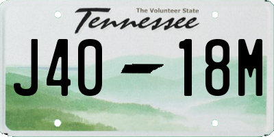 TN license plate J4018M