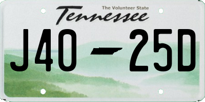 TN license plate J4025D