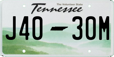 TN license plate J4030M
