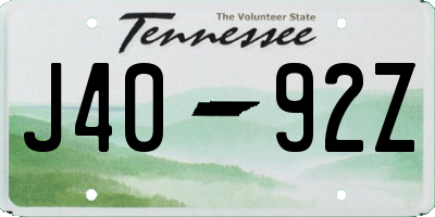 TN license plate J4092Z