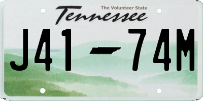 TN license plate J4174M