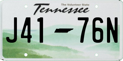 TN license plate J4176N
