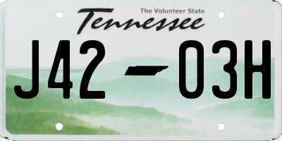 TN license plate J4203H