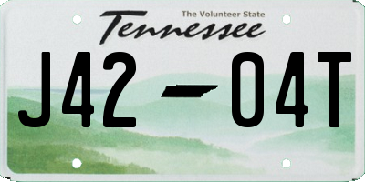 TN license plate J4204T