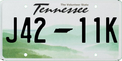 TN license plate J4211K