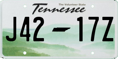 TN license plate J4217Z