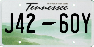 TN license plate J4260Y
