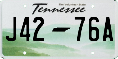 TN license plate J4276A