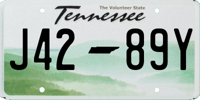TN license plate J4289Y